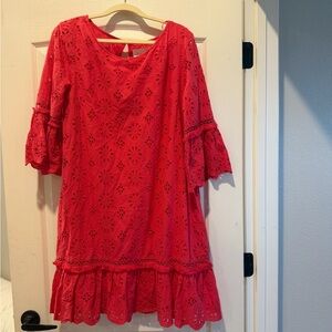 Anthropologie Vibrant Red Eyelet Kids Dress